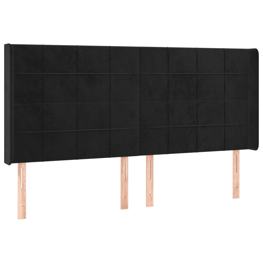 vidaXL Cabeceira de cama c/ luzes LED veludo 163x16x118/128 cm preto