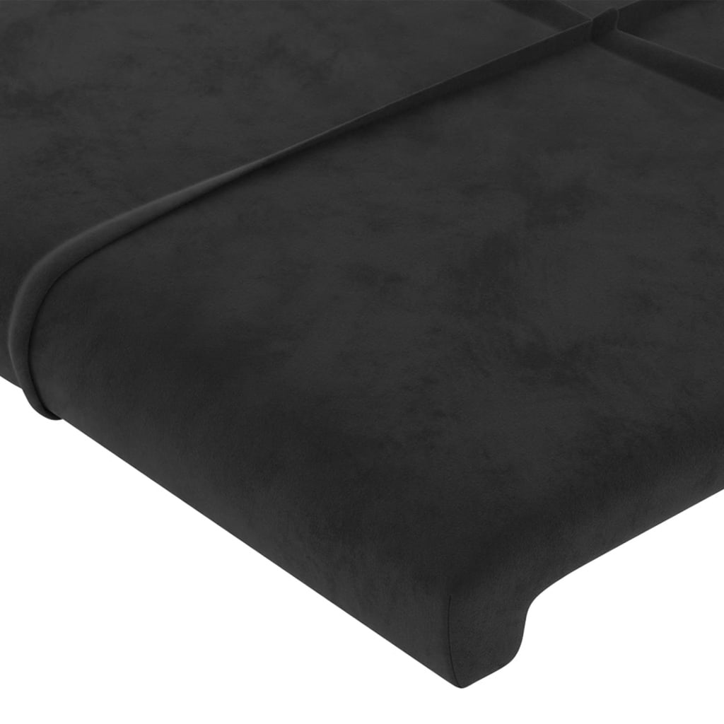 vidaXL Cabeceira de cama c/ luzes LED veludo 163x16x118/128 cm preto