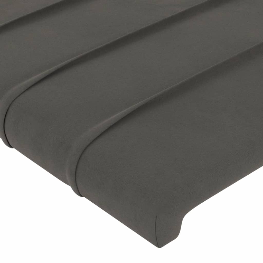 vidaXL Cabeceira de cama c/ LED veludo 147x16x118/128 cm cinza-escuro