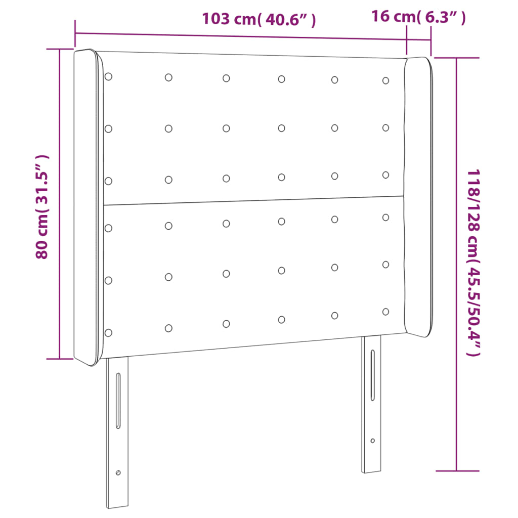 vidaXL Cabeceira de cama c/ LED veludo 103x16x118/128 cm cinza-escuro