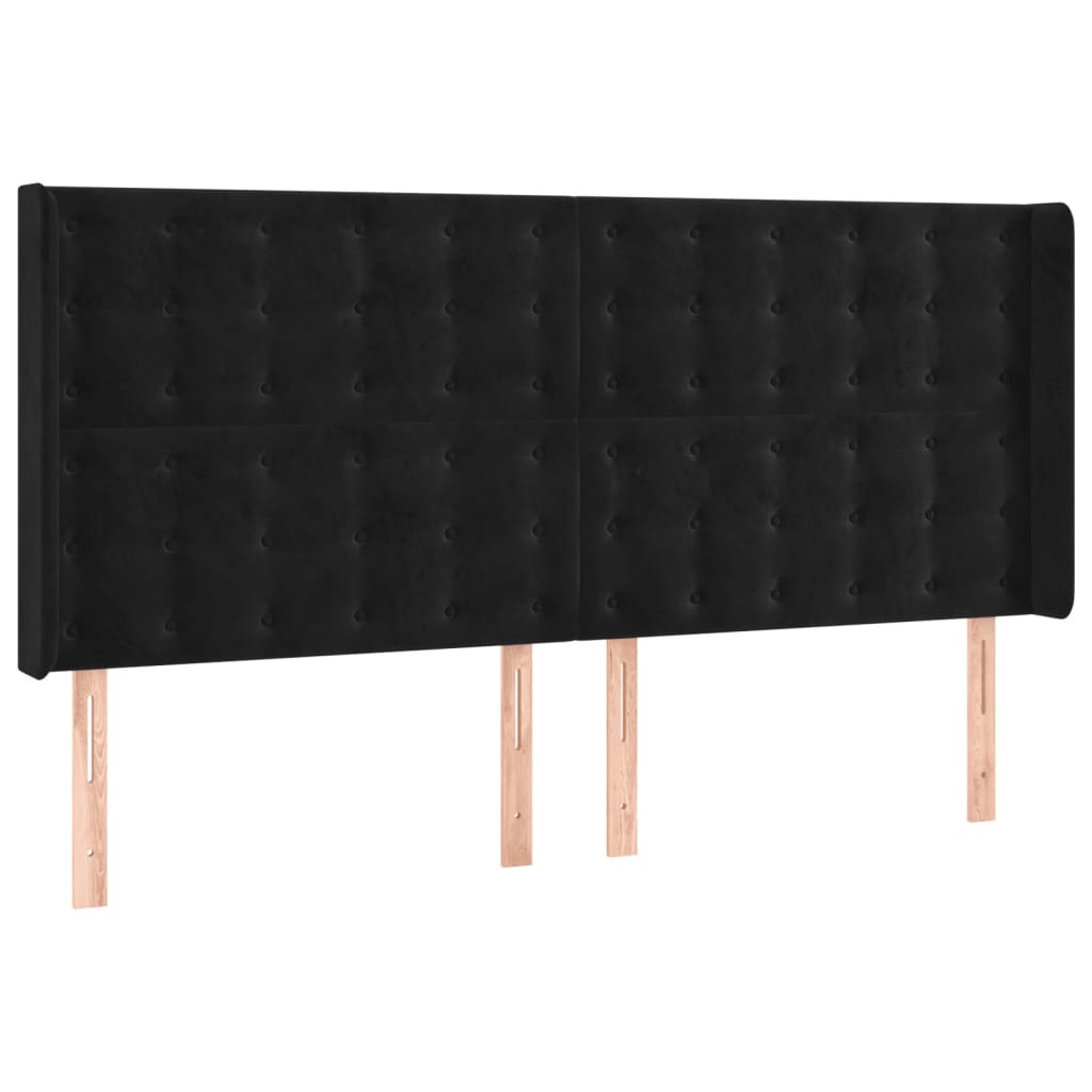 vidaXL Cabeceira de cama c/ luzes LED veludo 163x16x118/128 cm preto