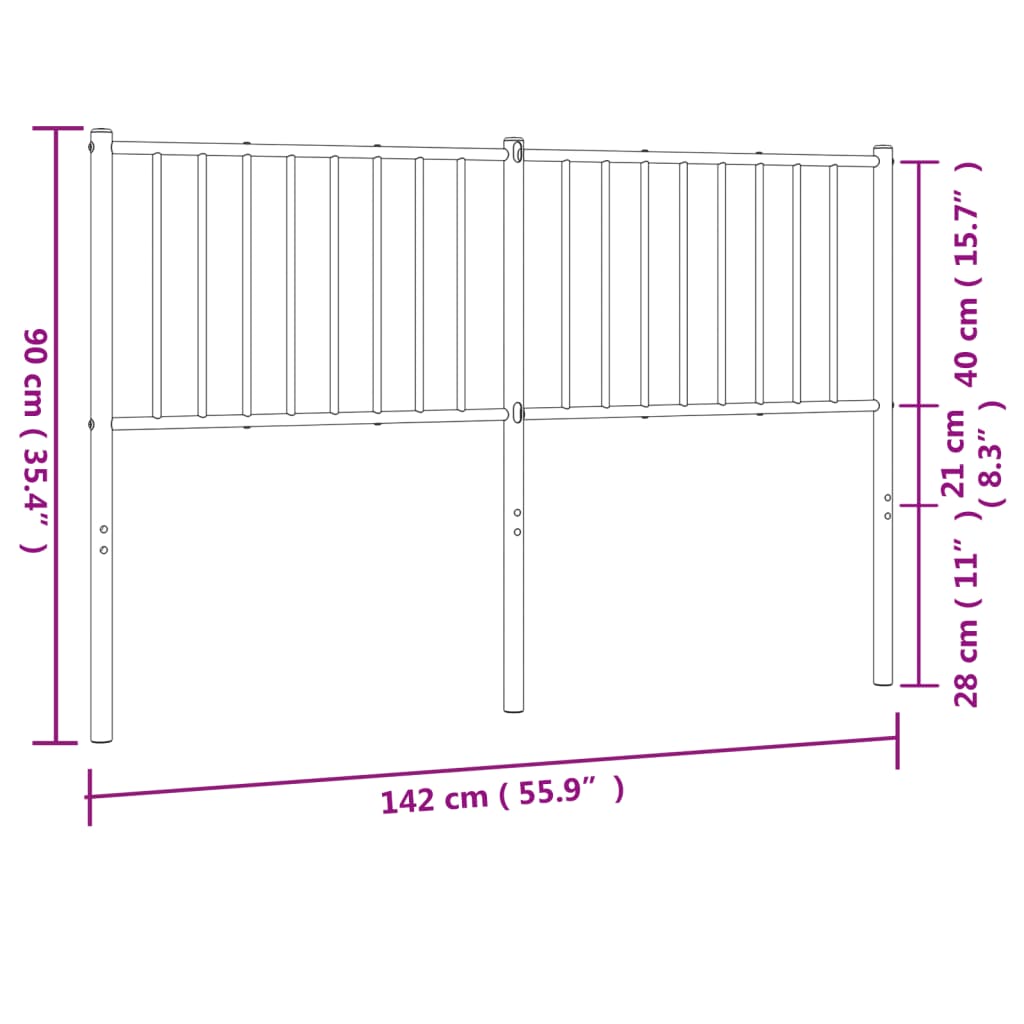 vidaXL Cabeceira de cama 135 cm metal preto