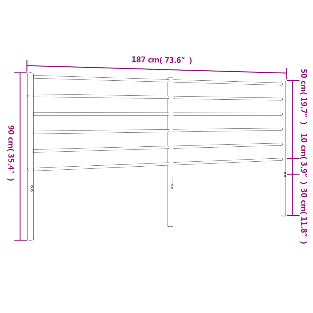 vidaXL Cabeceira de cama 180 cm metal preto