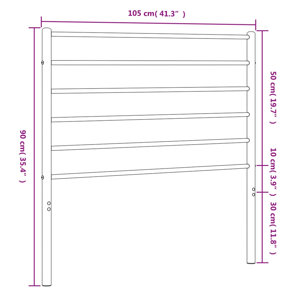 vidaXL Cabeceira de cama 100 cm metal preto