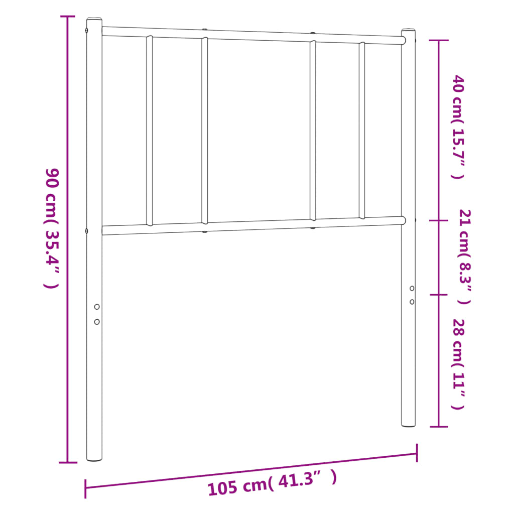 vidaXL Cabeceira de cama 100 cm metal preto