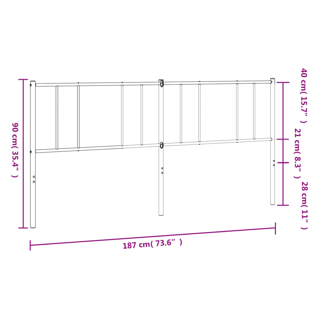 vidaXL Cabeceira de cama 180 cm metal preto