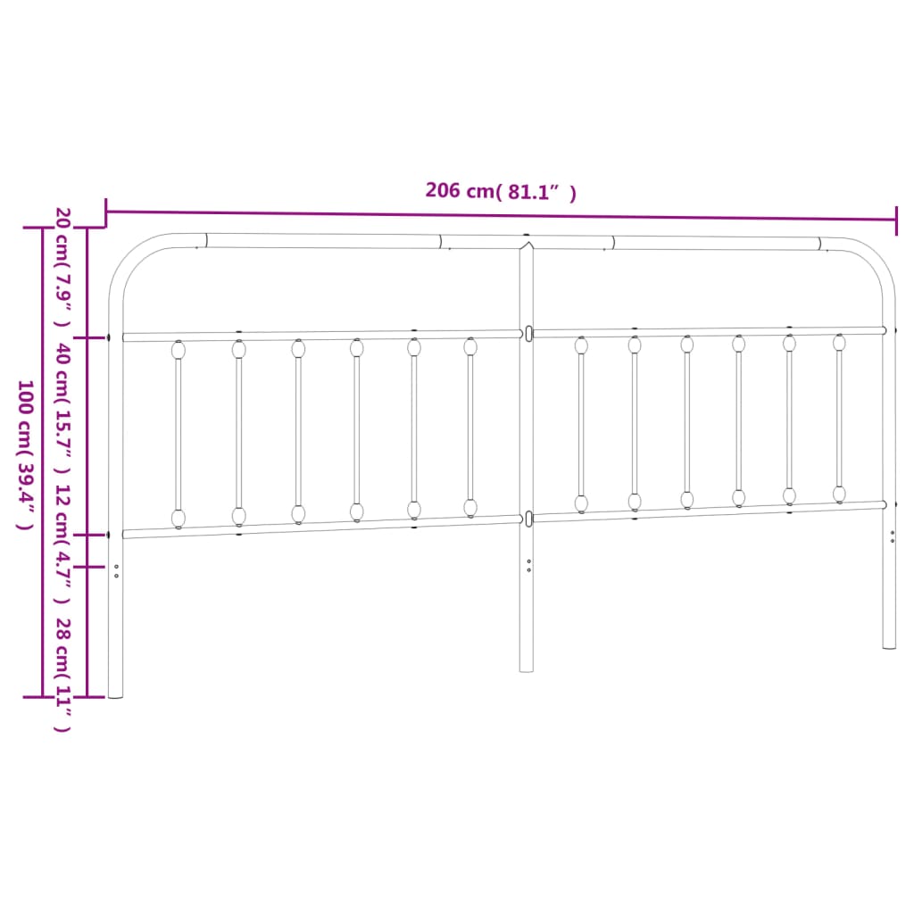 vidaXL Cabeceira de cama 200 cm metal branco