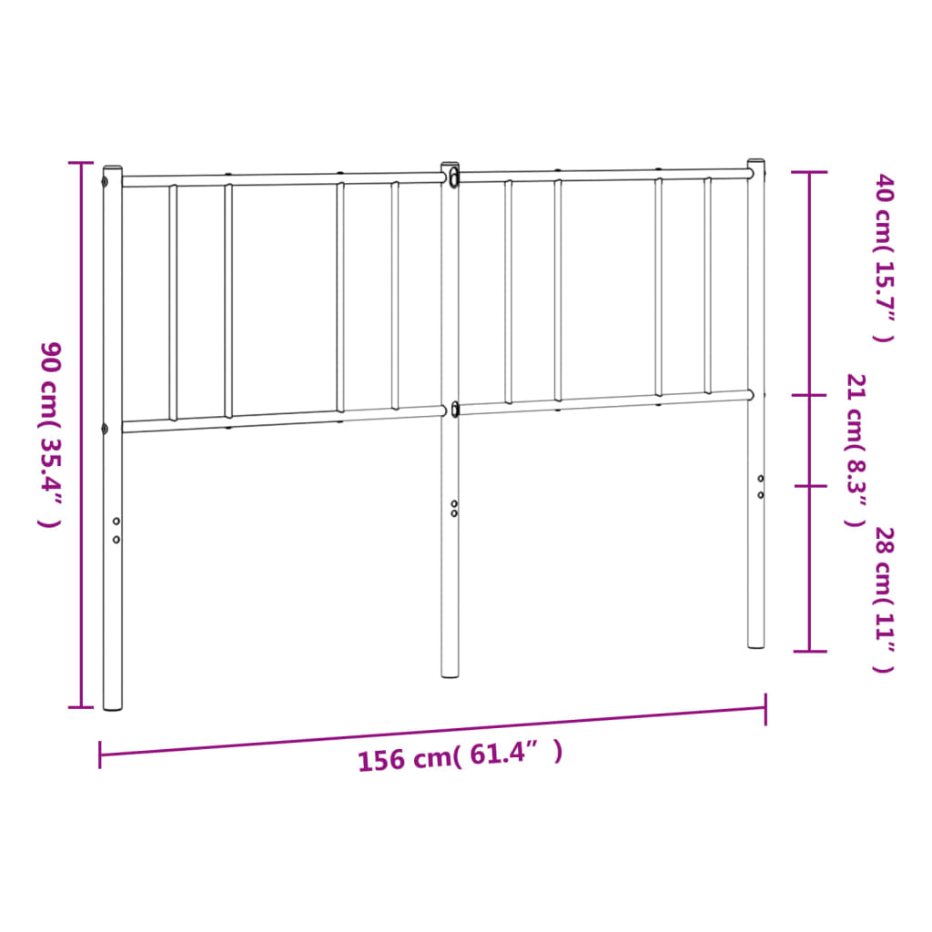 vidaXL Cabeceira de cama 150 cm metal preto