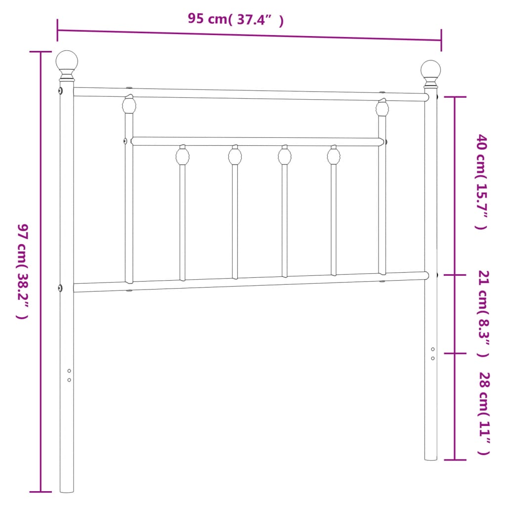 vidaXL Cabeceira de cama 90 cm metal branco