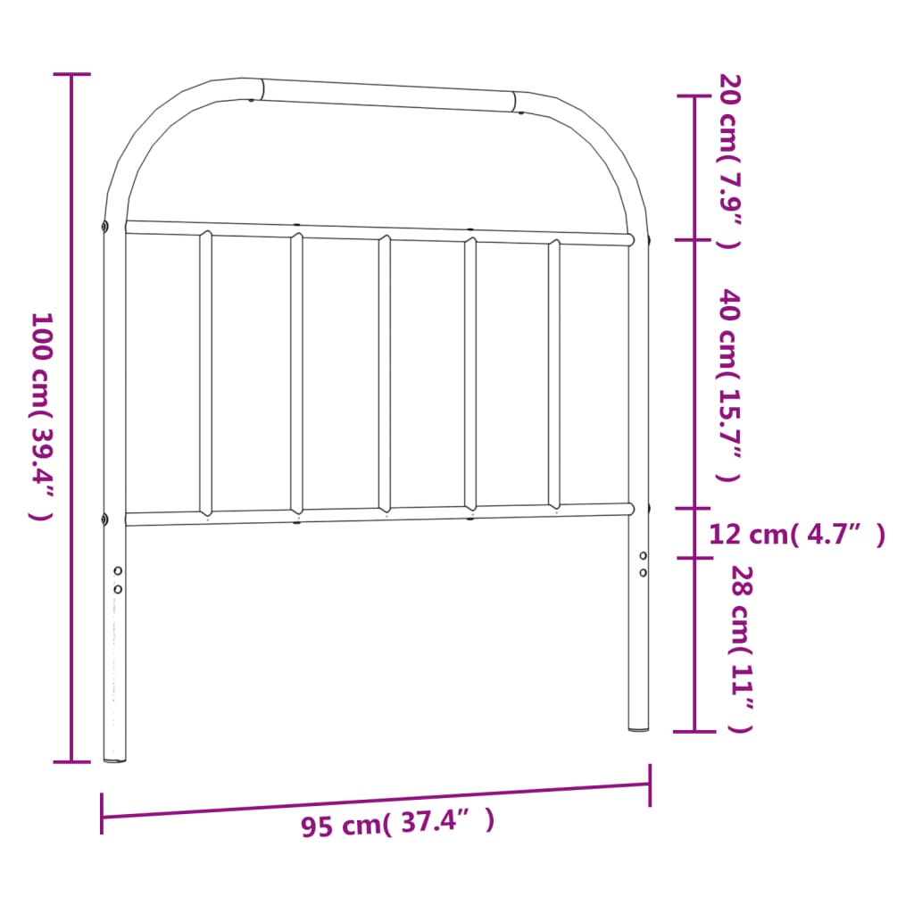 vidaXL Cabeceira de cama 90 cm metal preto