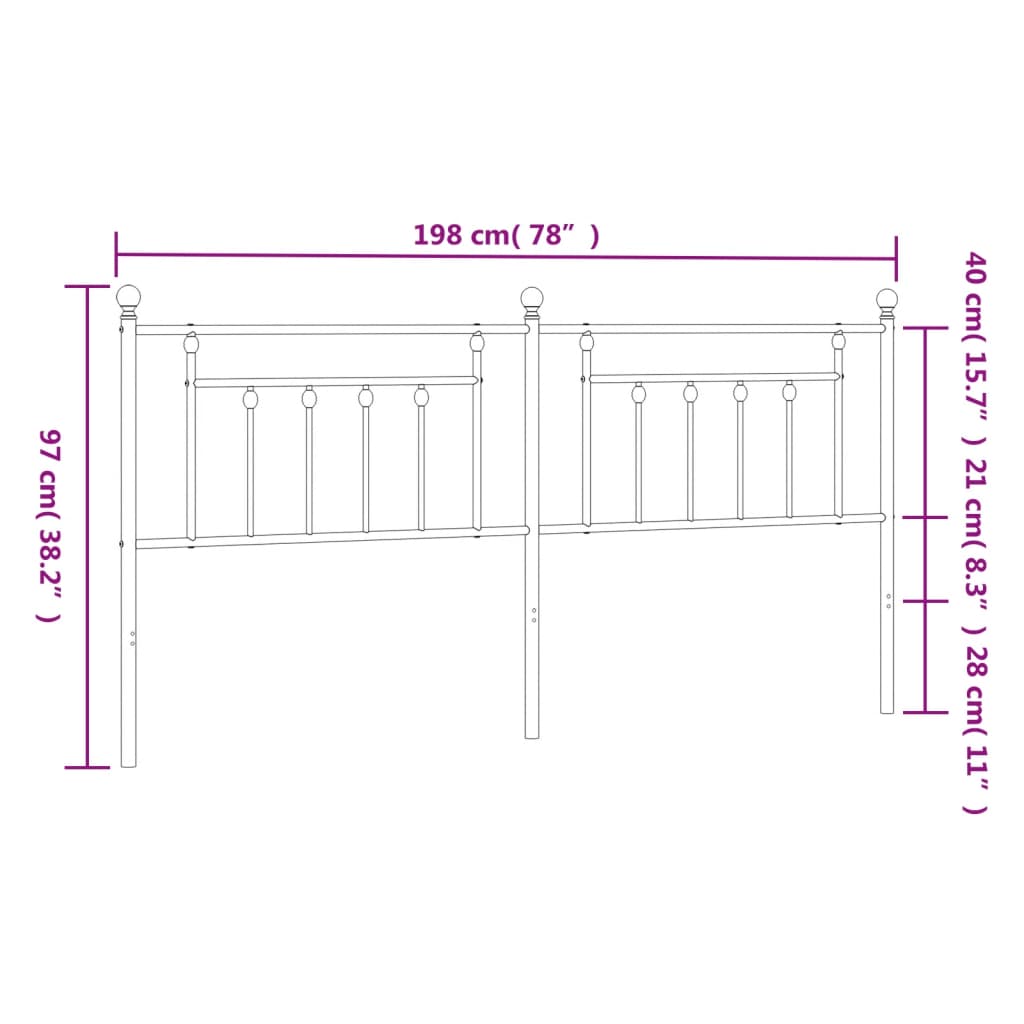 vidaXL Cabeceira de cama 193 cm metal branco