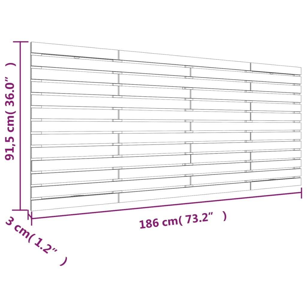 vidaXL Cabeceira de parede 186x3x91,5 madeira de pinho maciça branco