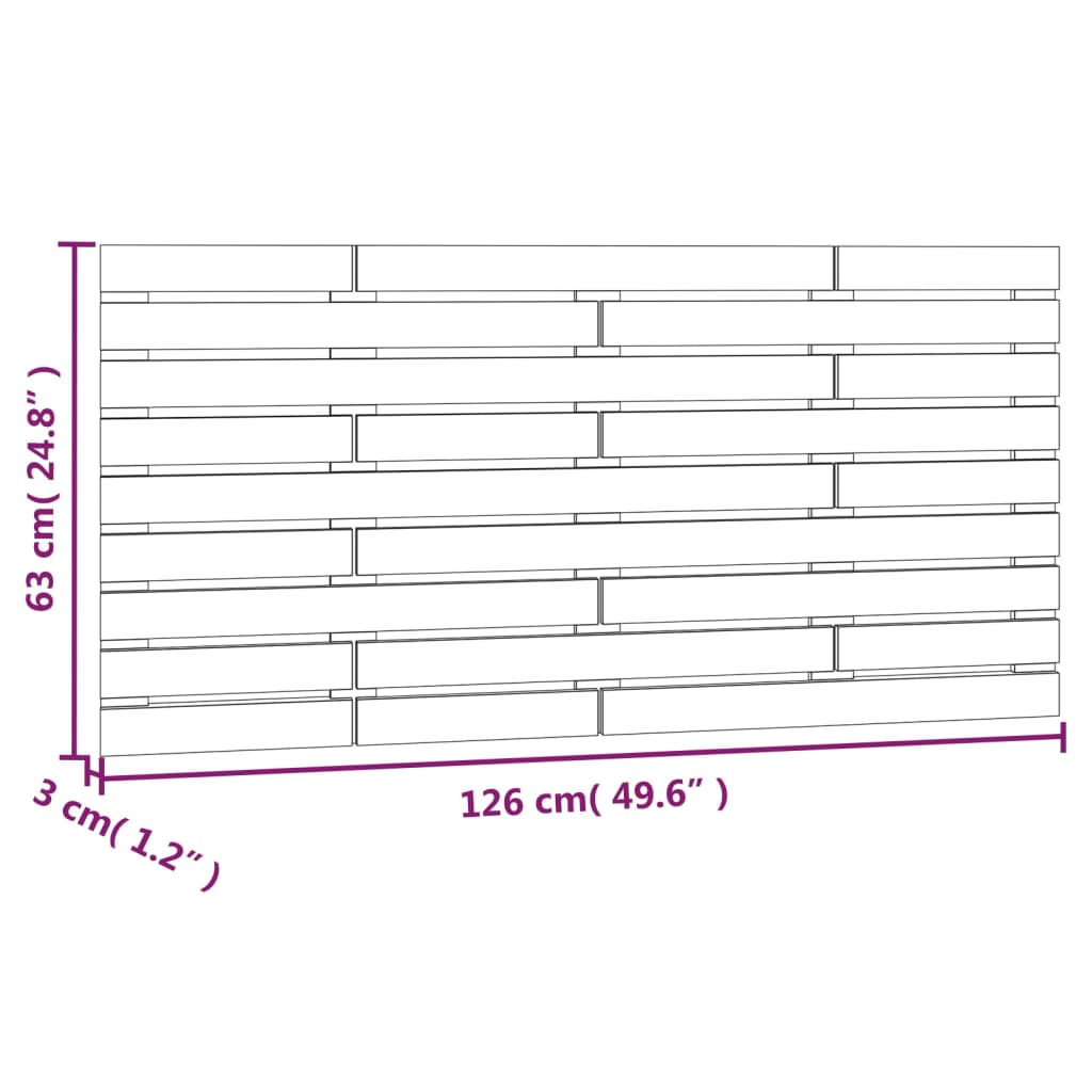 vidaXL Cabeceira de parede 126x3x63 cm pinho maciço castanho-mel