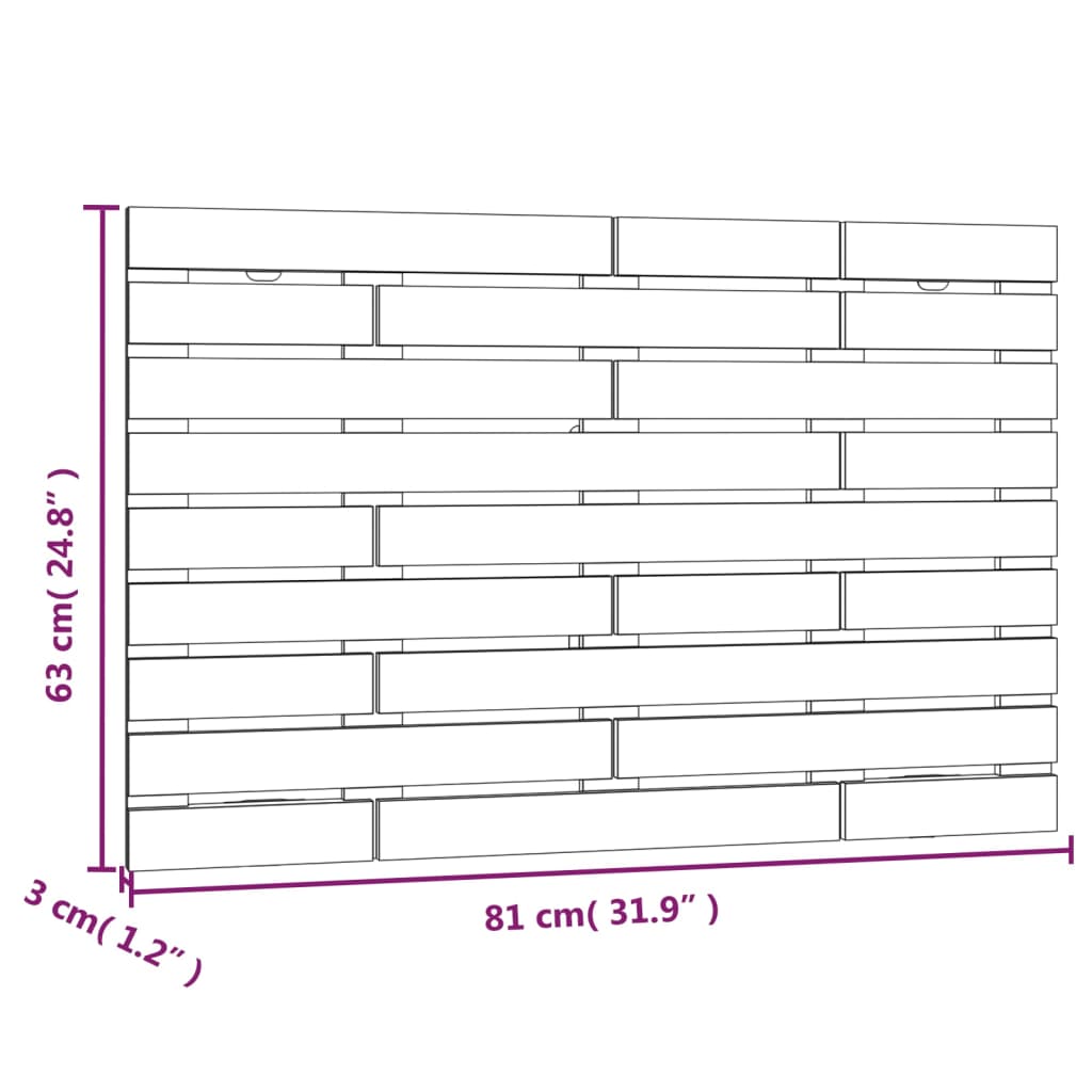 vidaXL Cabeceira de parede 81x3x63 cm pinho maciço castanho-mel