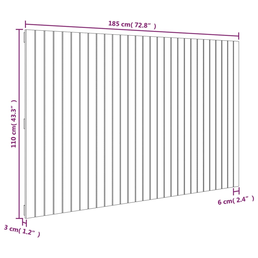 vidaXL Cabeceira de parede 185x3x110 cm pinho maciço castanho-mel