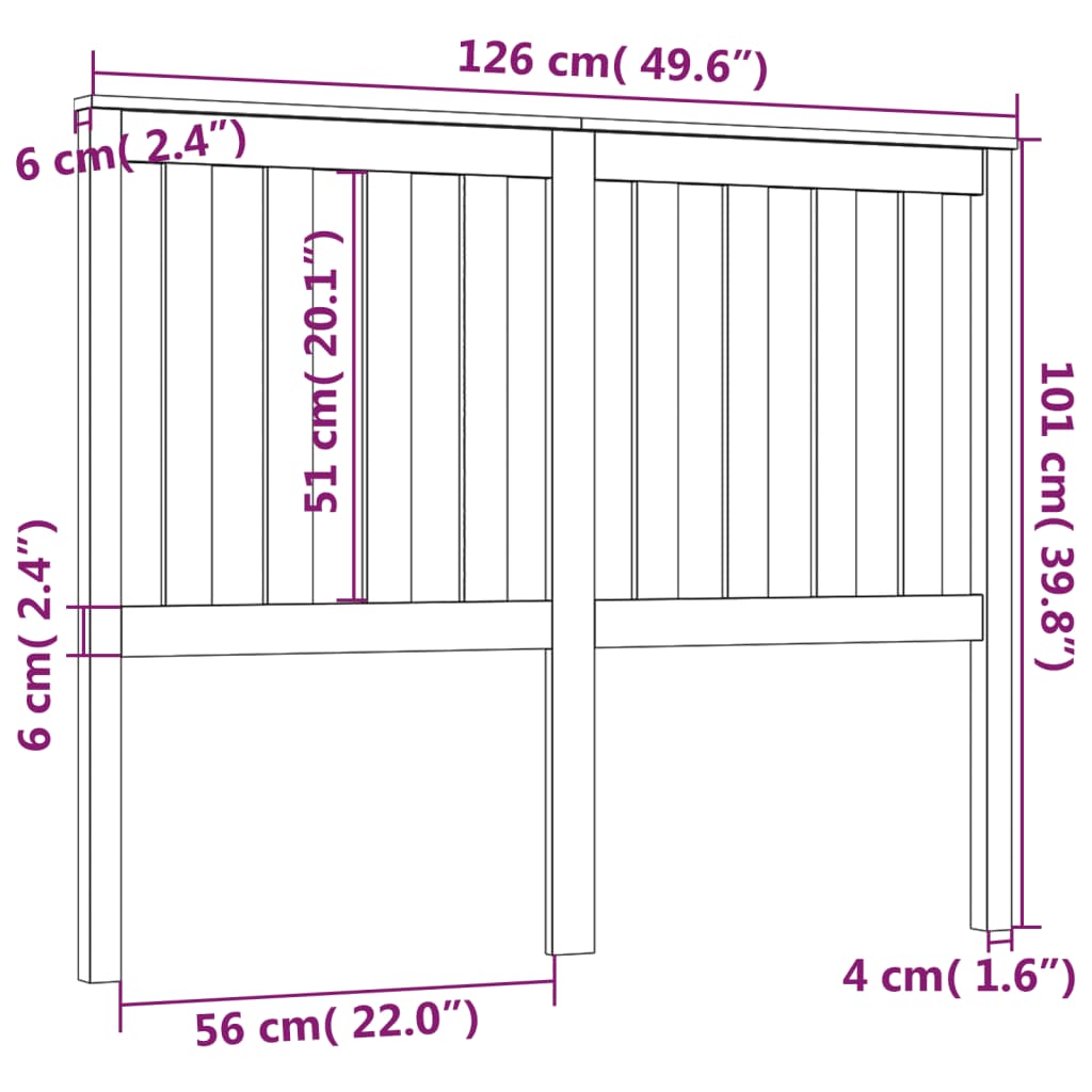 vidaXL Cabeceira de cama 126x6x101 cm pinho maciço castanho mel