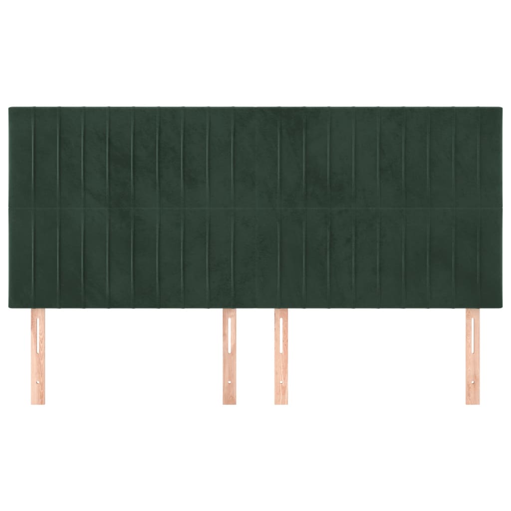 vidaXL Cabeceira de cama 4 pcs veludo 100x5x78/88 cm verde-escuro