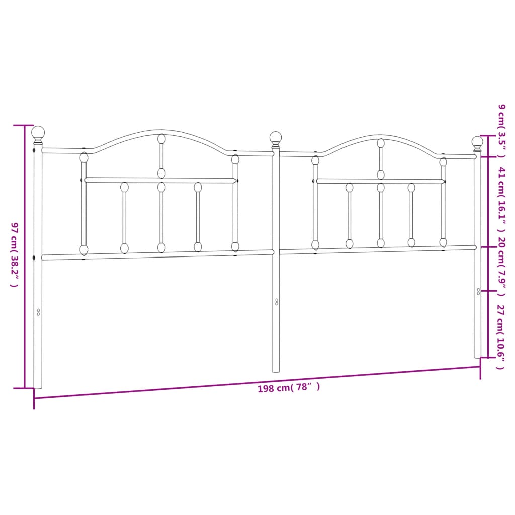 vidaXL Cabeceira de cama 193 cm metal branco