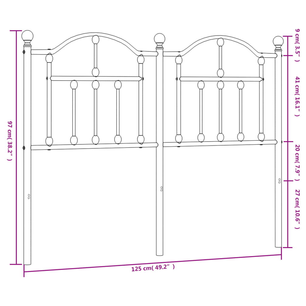 vidaXL Cabeceira de cama 120 cm metal branco