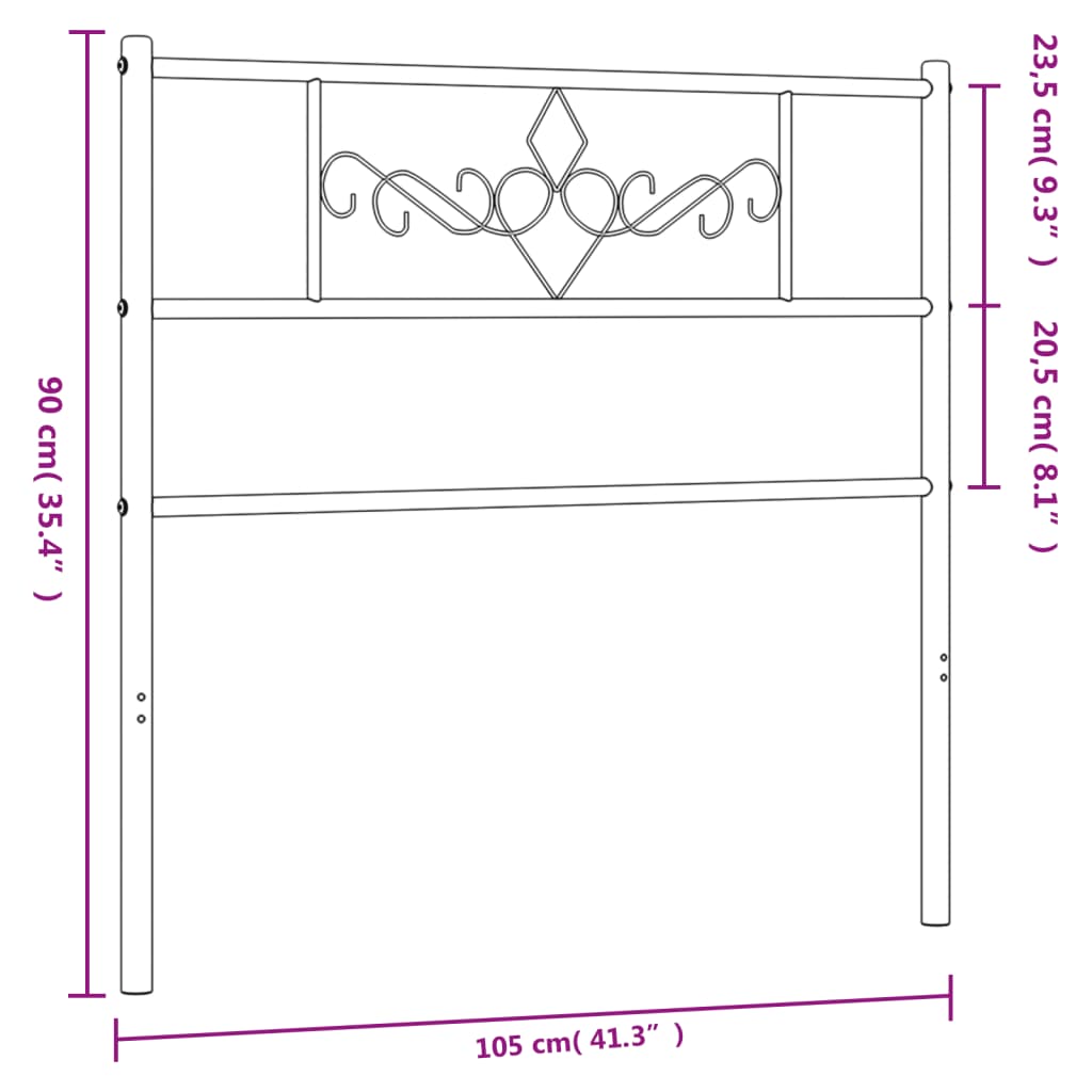 vidaXL Cabeceira de cama 100 cm metal preto