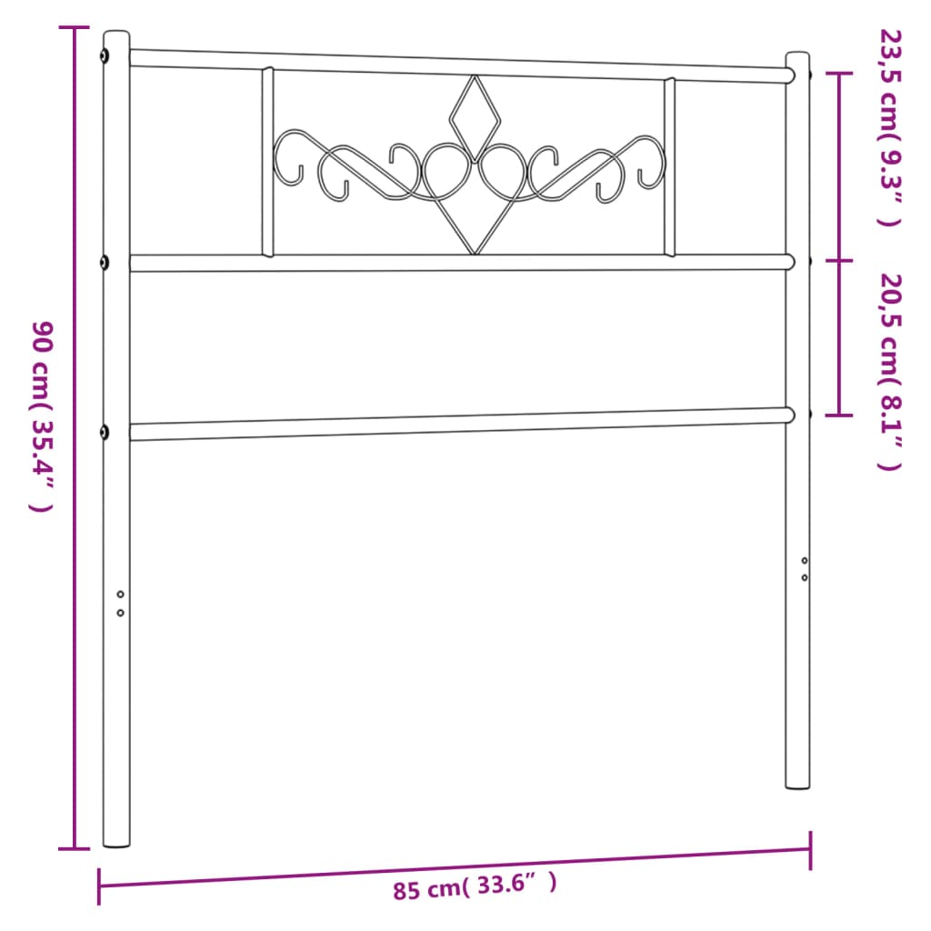 vidaXL Cabeceira de cama 80 cm metal preto