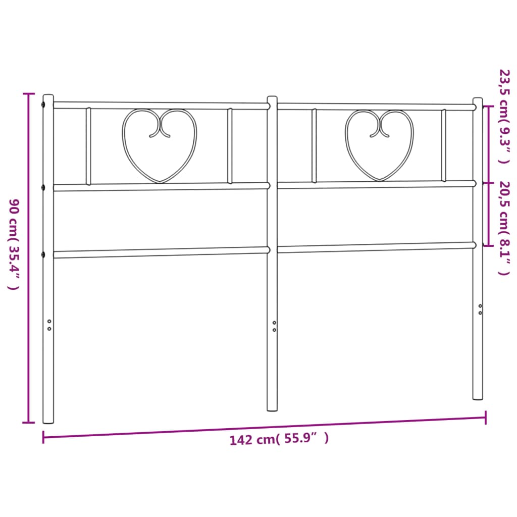 vidaXL Cabeceira de cama 135 cm metal branco