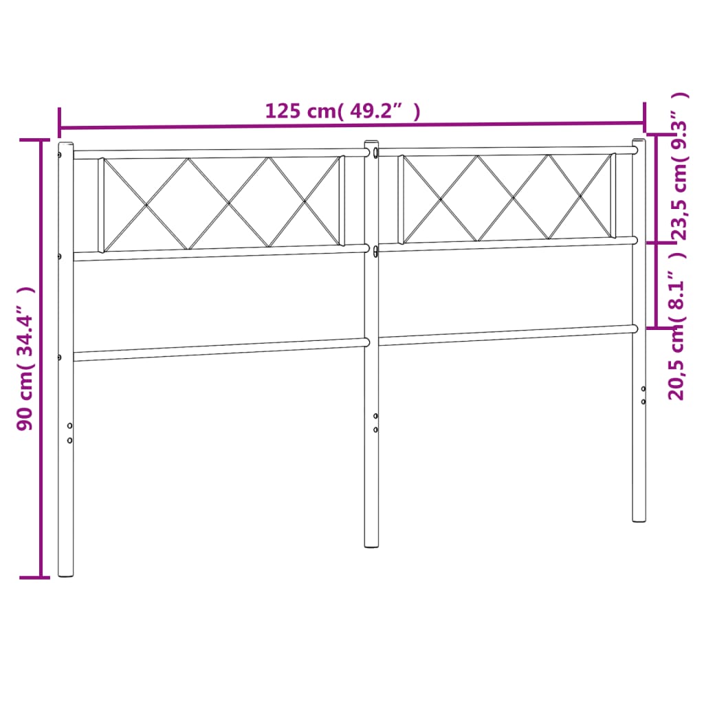 vidaXL Cabeceira de cama 120 cm metal branco