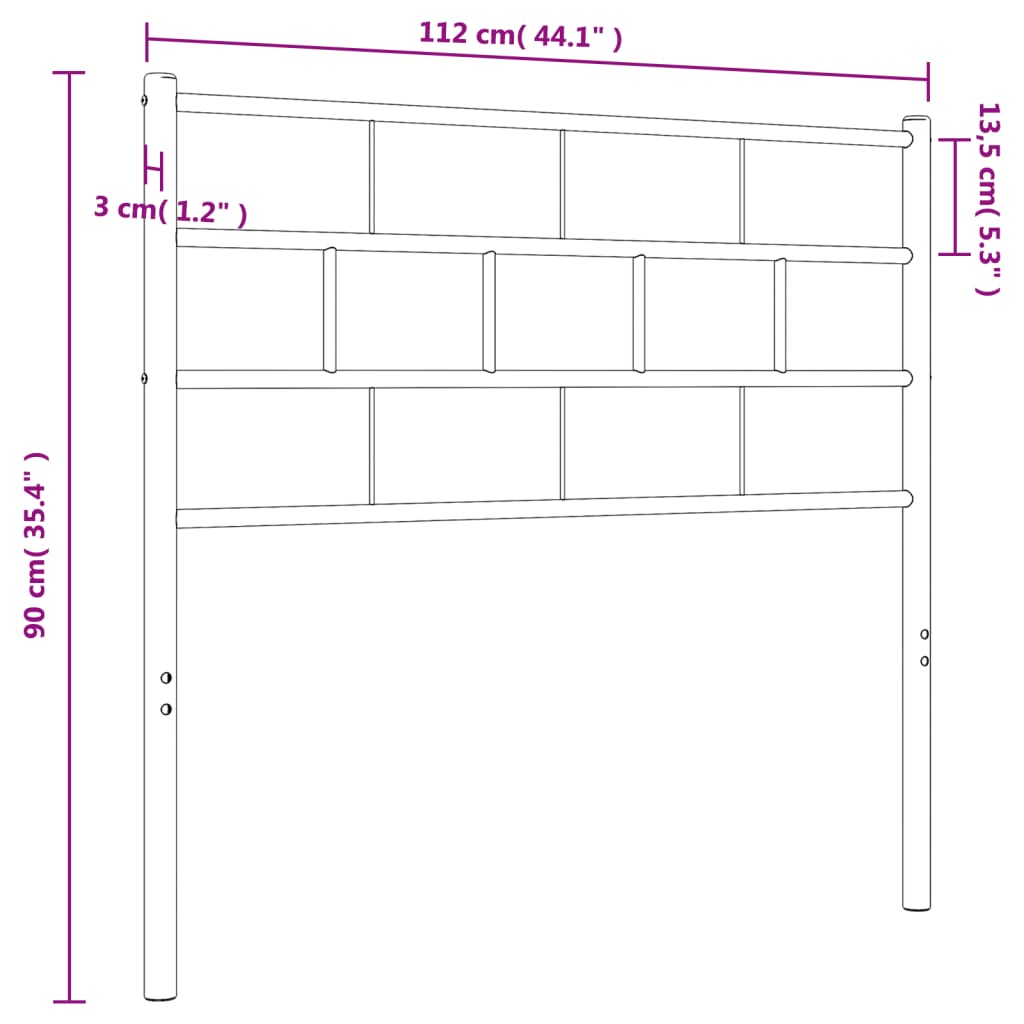 vidaXL Cabeceira de cama 107 cm metal preto