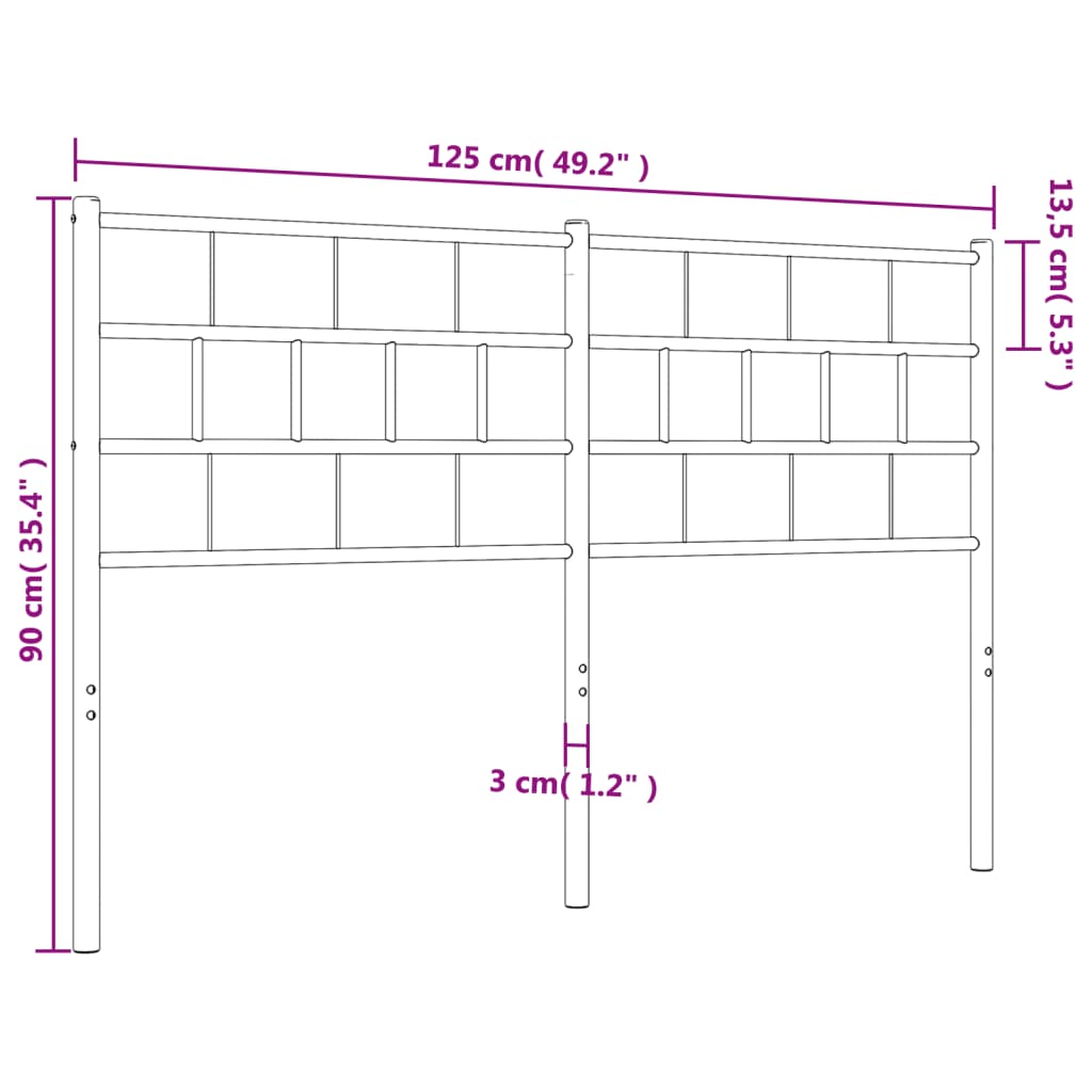 vidaXL Cabeceira de cama 120 cm metal branco