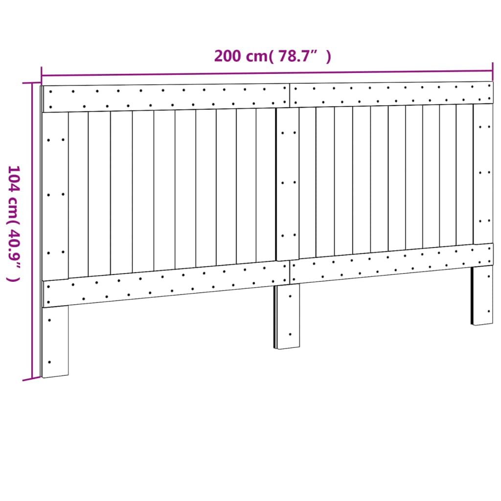 vidaXL Cabeceira 200x104 cm madeira de pinho maciça