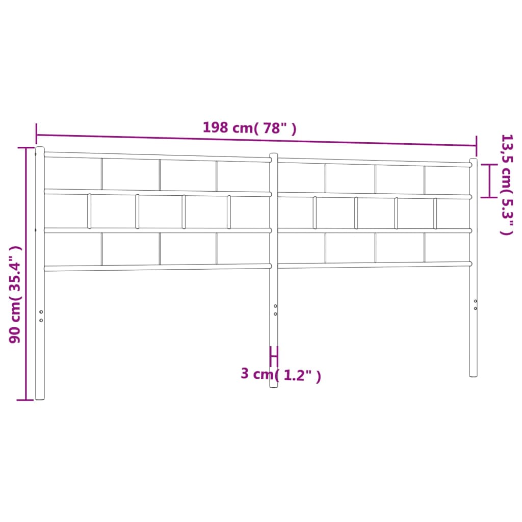 vidaXL Cabeceira de cama 193 cm metal branco