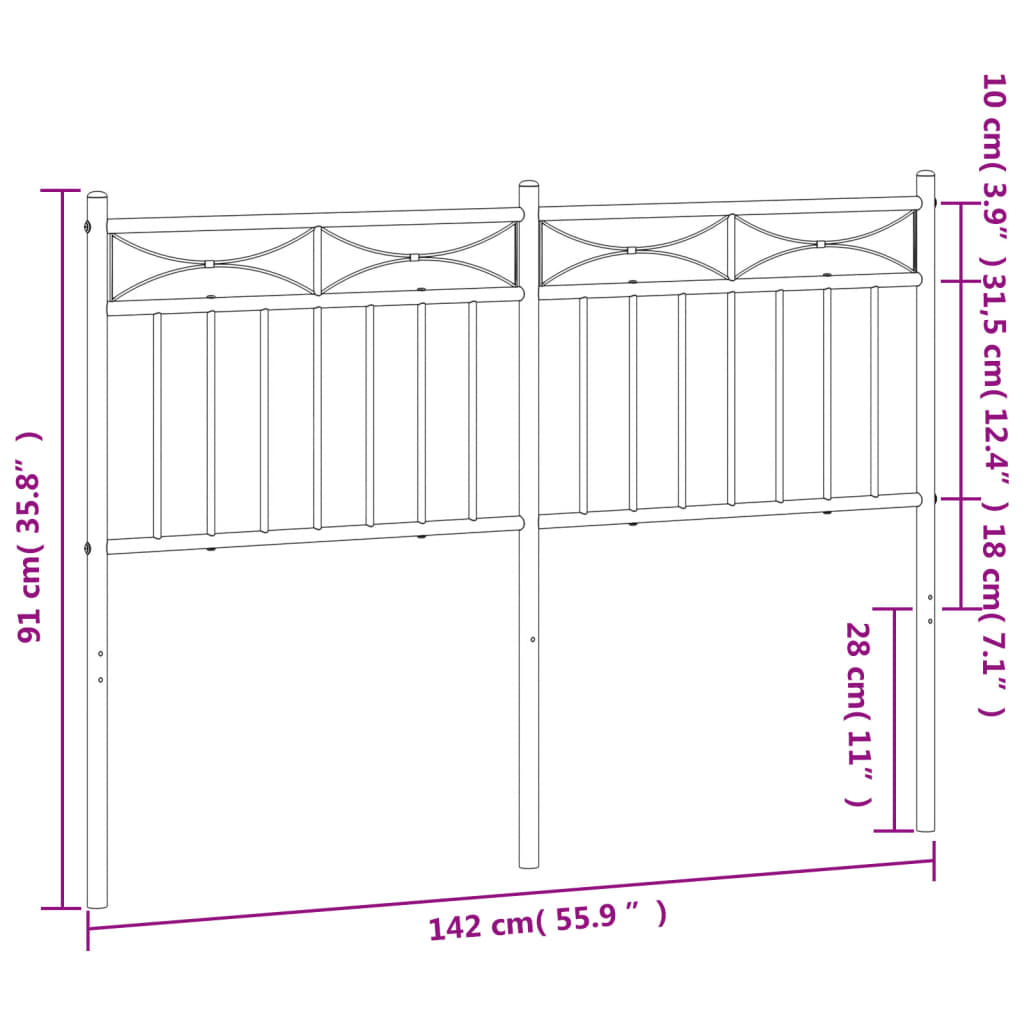 vidaXL Cabeceira de cama 135 cm metal branco