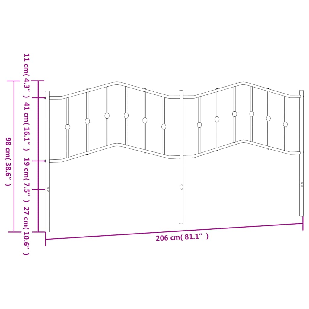 vidaXL Cabeceira de cama 200 cm metal branco