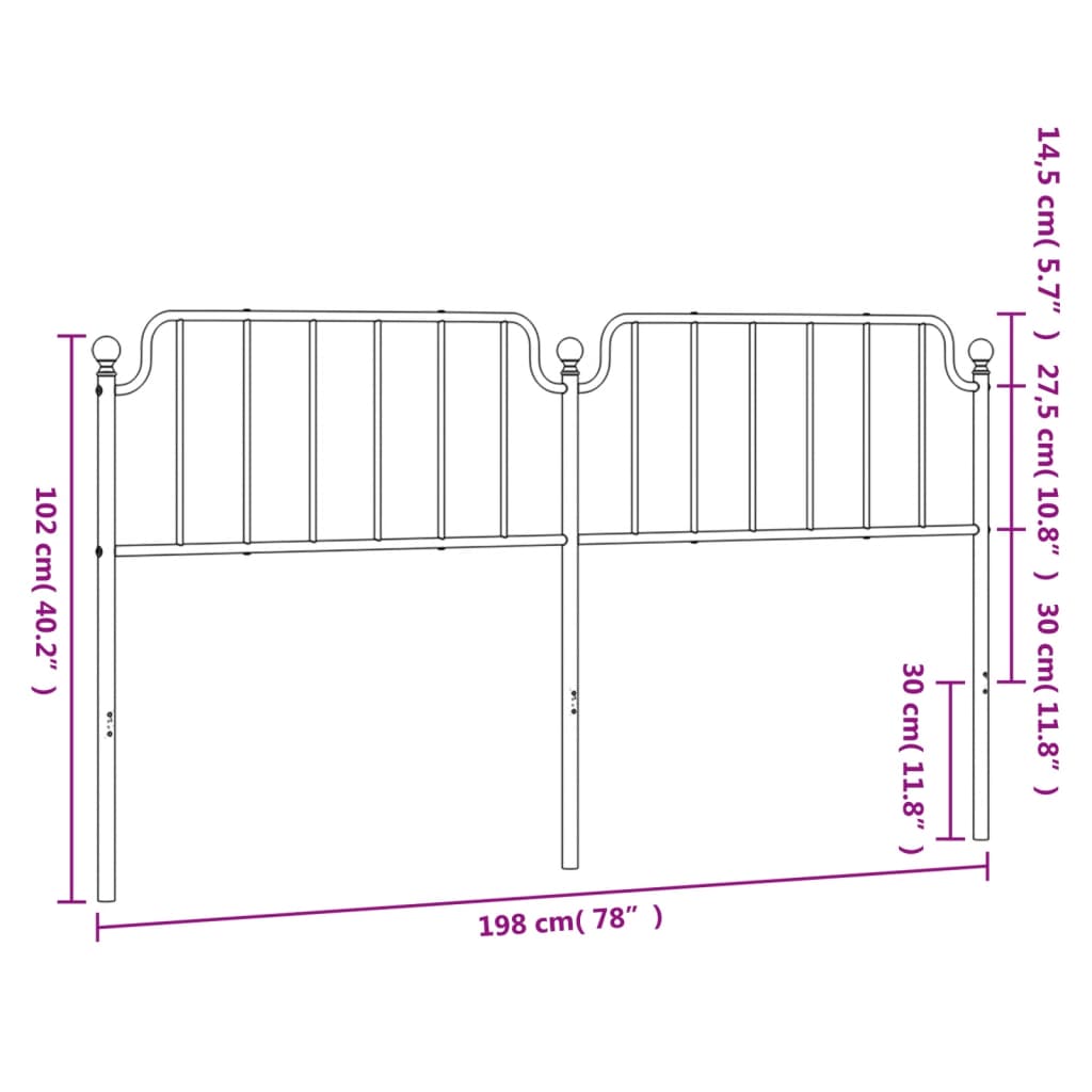 vidaXL Cabeceira de cama 193 cm metal branco