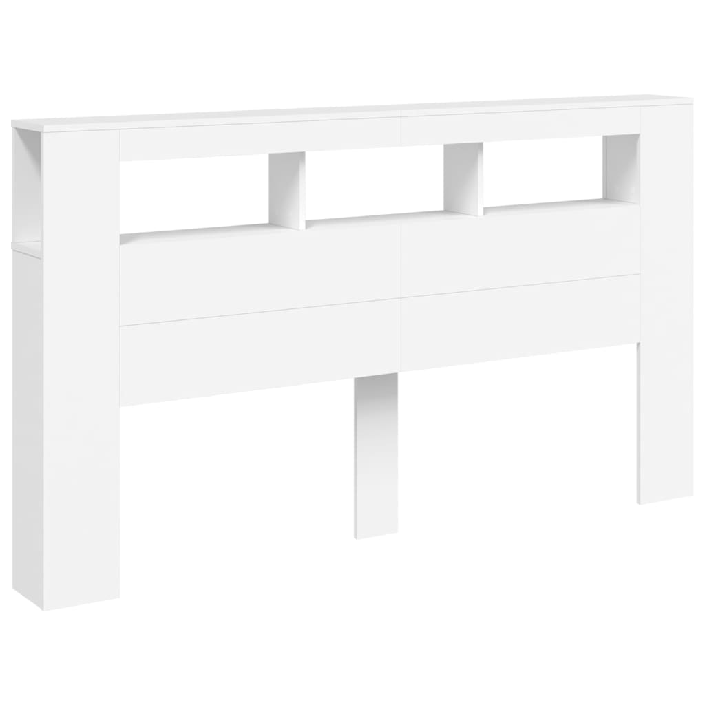 vidaXL Cabeceira cama c/ LEDs 180x18,5x103,5 cm deriv. madeira branco