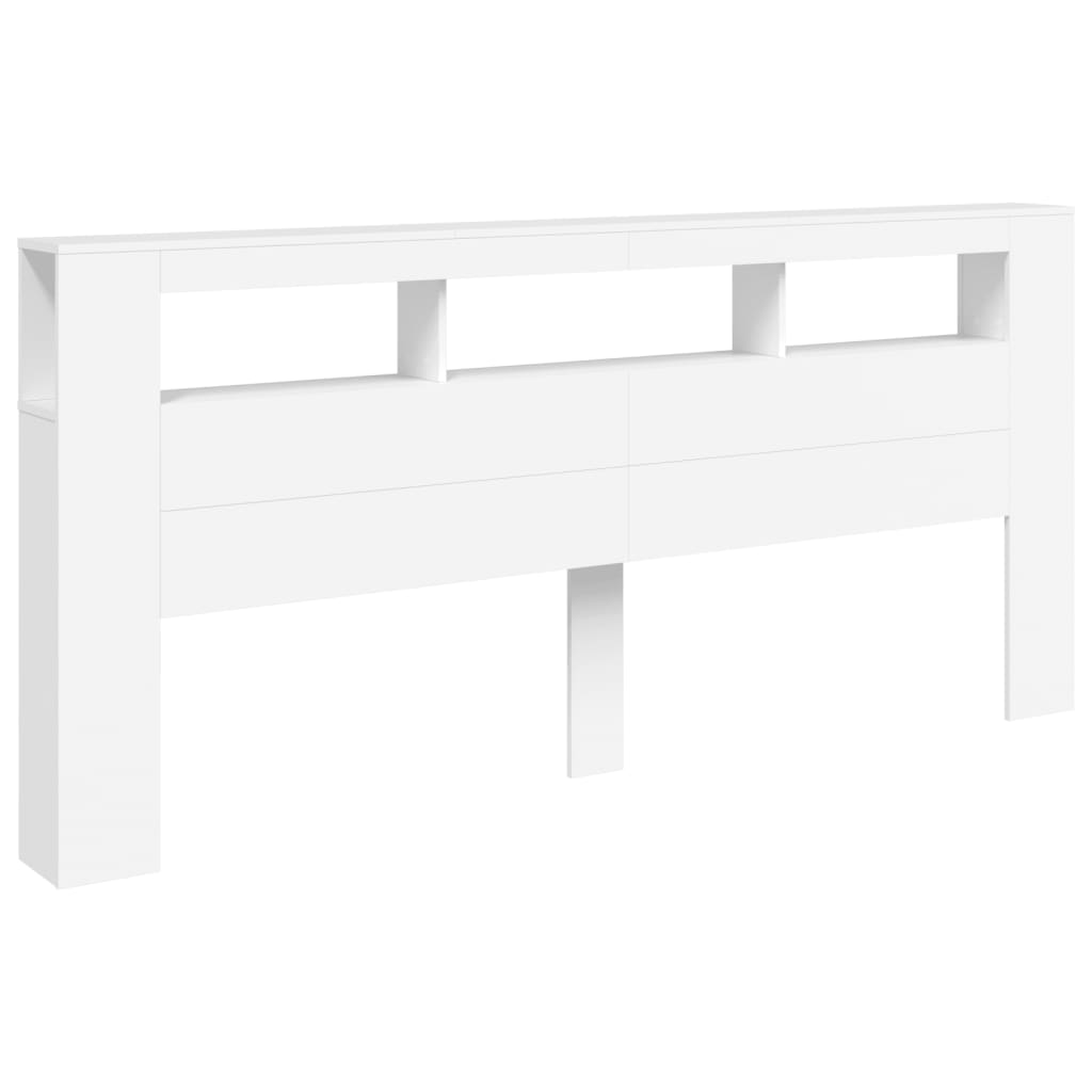 vidaXL Cabeceira cama c/ LEDs 220x18,5x103,5 cm deriv. madeira branco