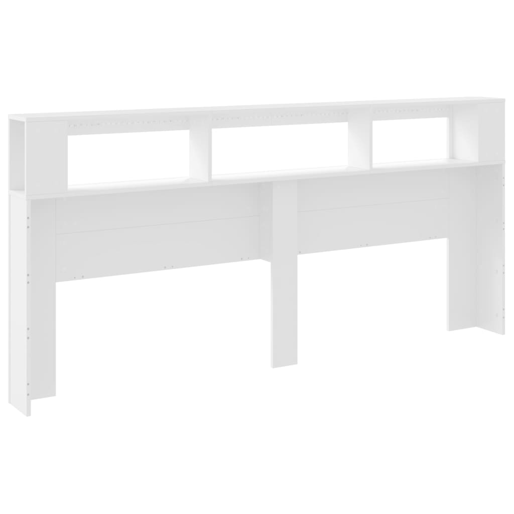 vidaXL Cabeceira cama c/ LEDs 220x18,5x103,5 cm deriv. madeira branco