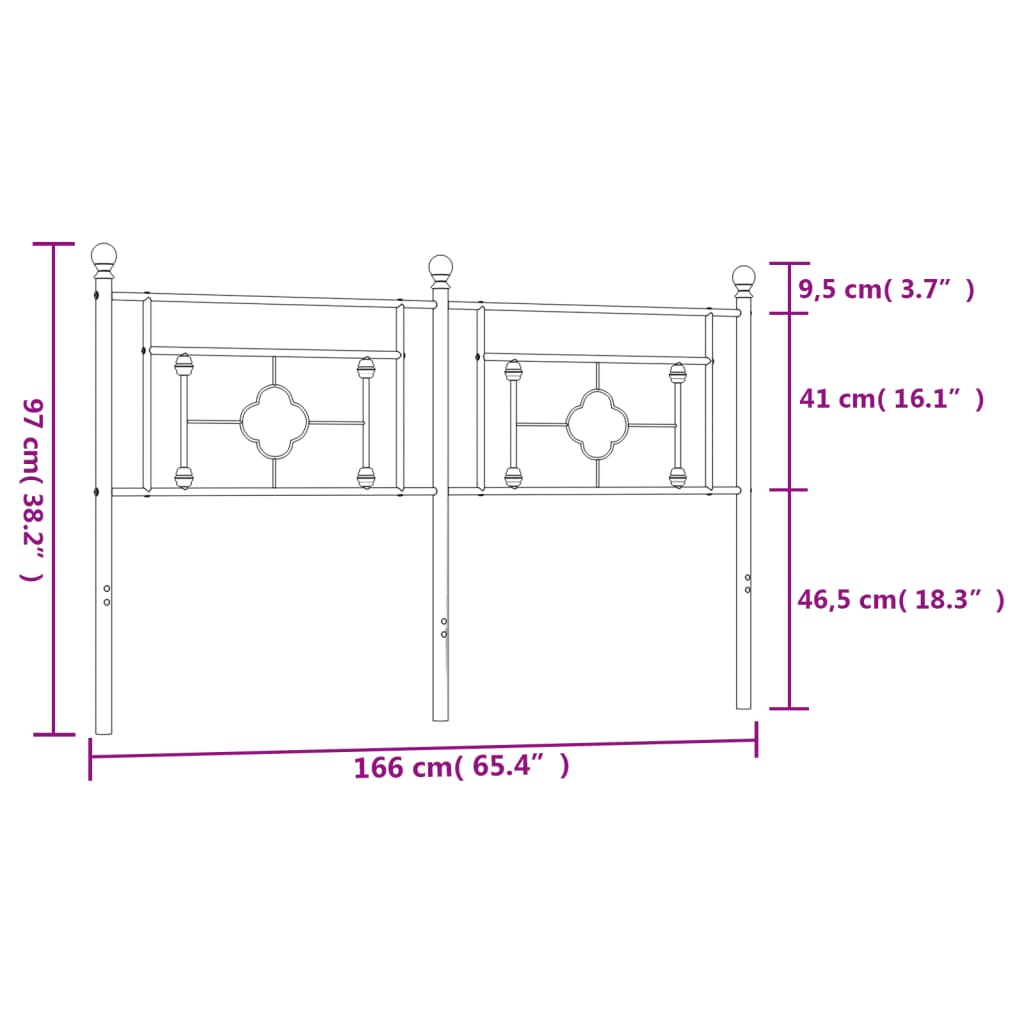 vidaXL Cabeceira de cama 160 cm metal preto