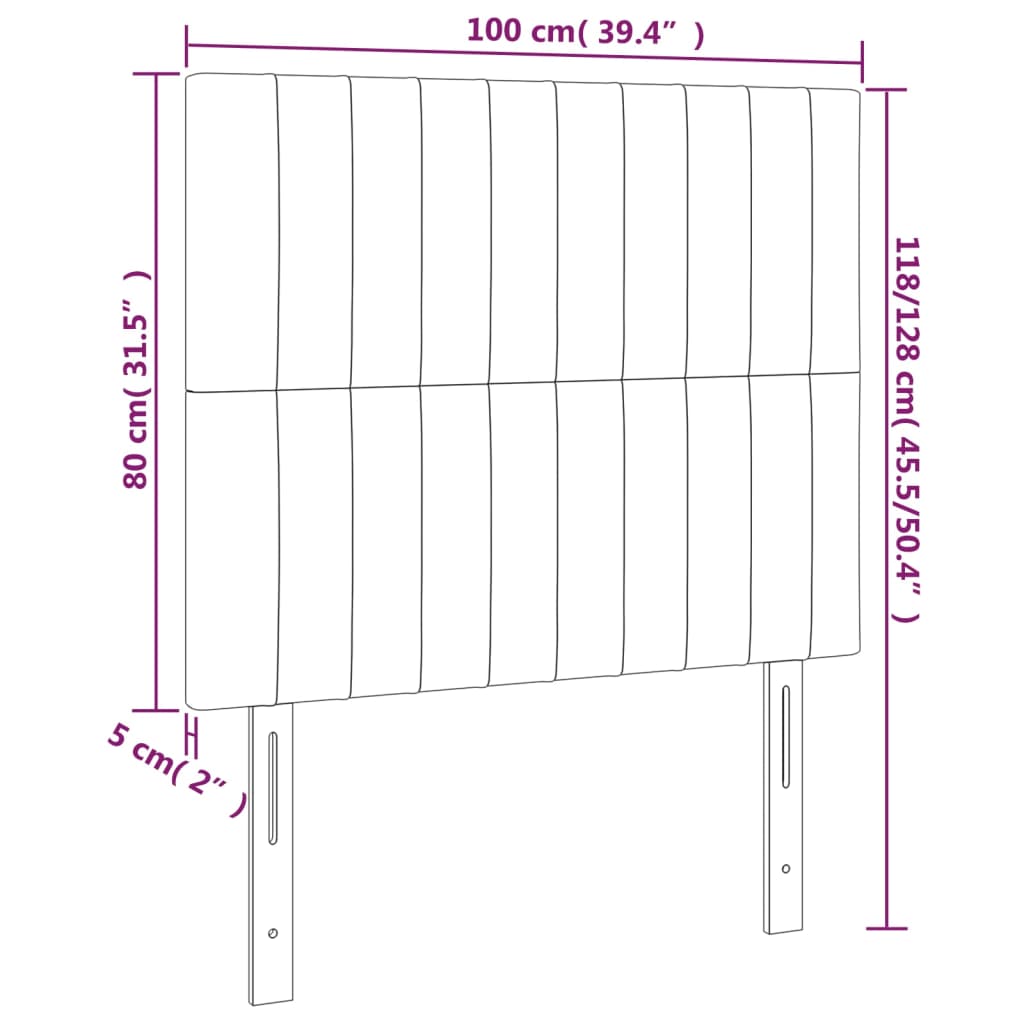 vidaXL Cabeceira de cama c/ LED veludo 100x5x118/128 cm cinza-escuro