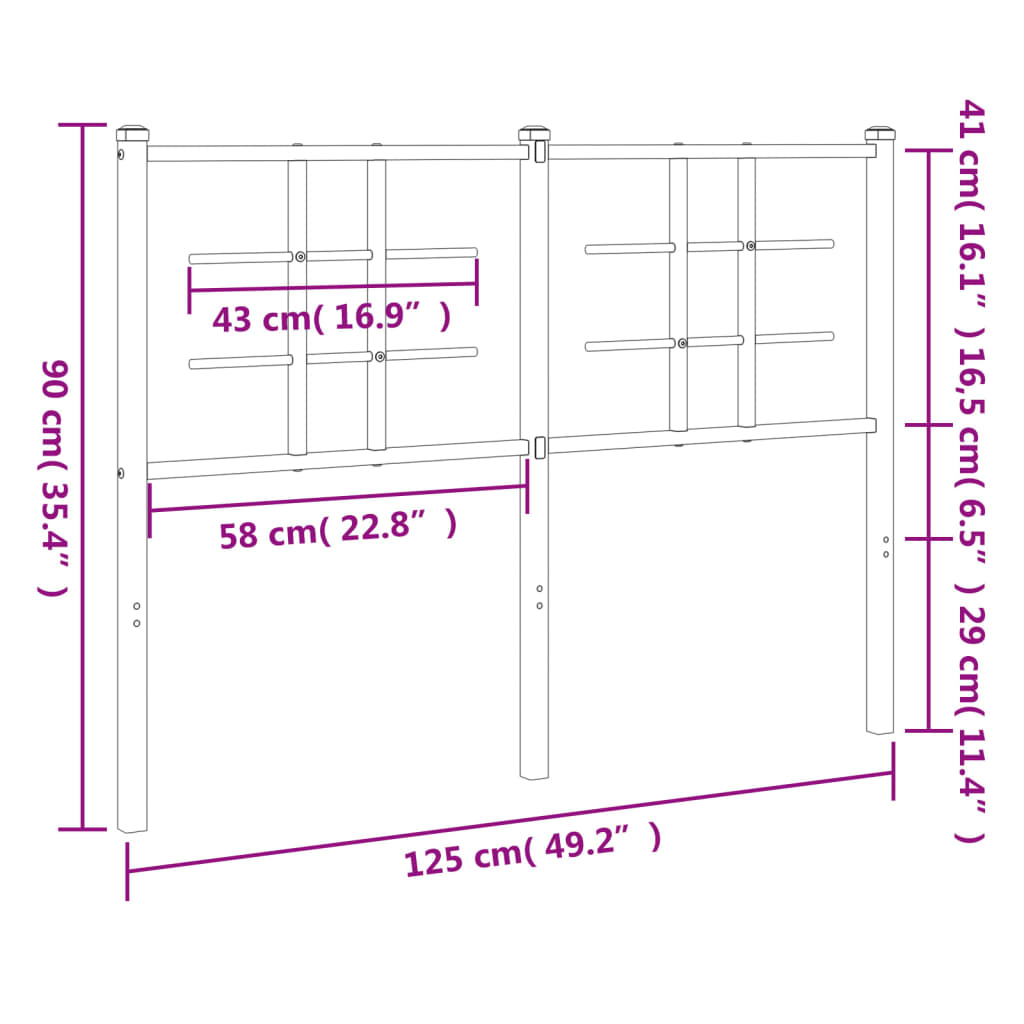 vidaXL Cabeceira de cama 120 cm metal preto