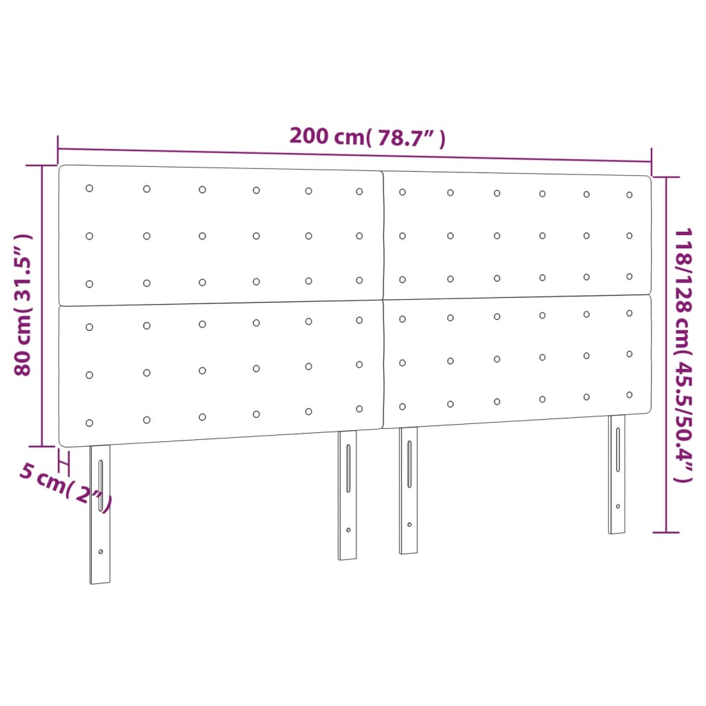 vidaXL Cabeceira de cama c/ LED veludo 200x5x118/128 cm cinza-escuro