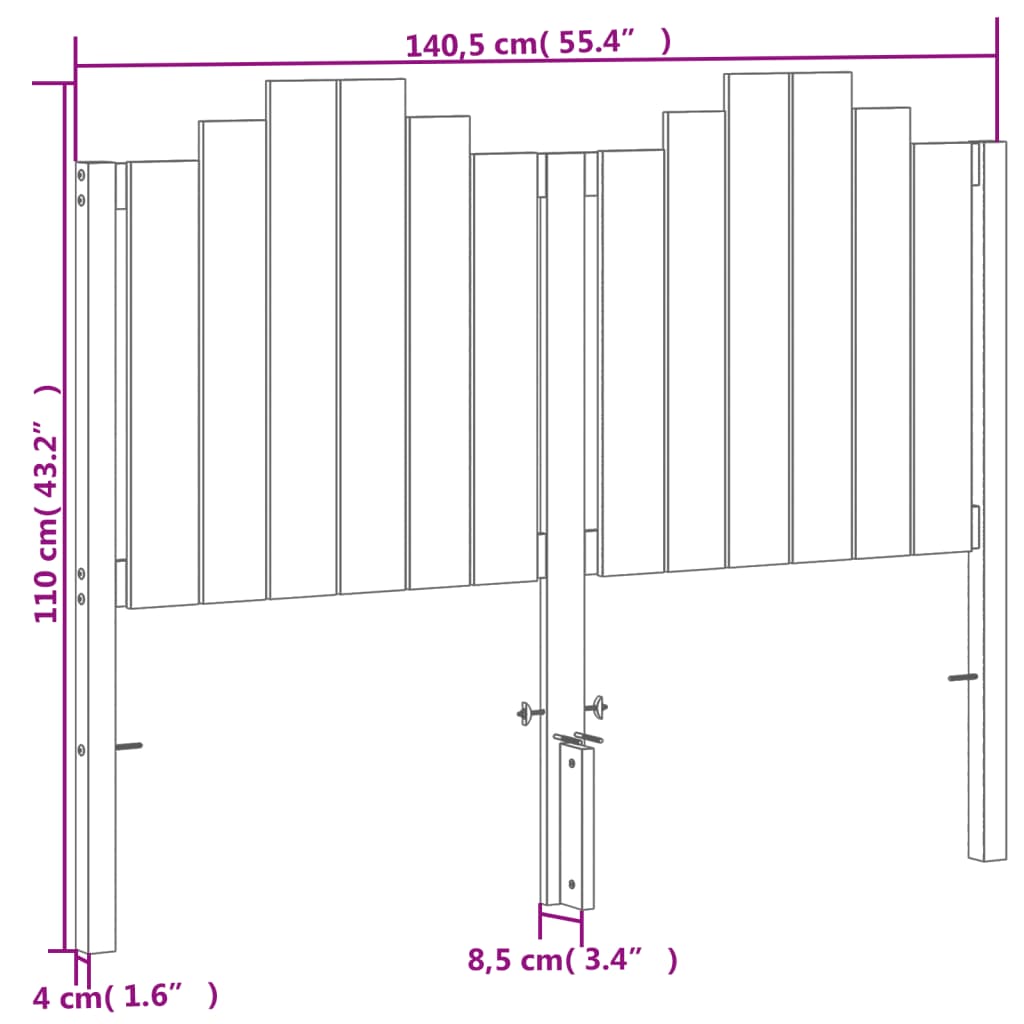 vidaXL Cabeceira 135 cm madeira de pinho maciça castanho-mel