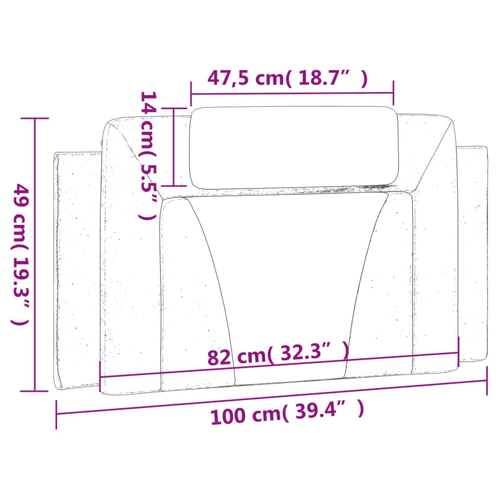 vidaXL Almofadão de cabeceira 100 cm couro artificial preto