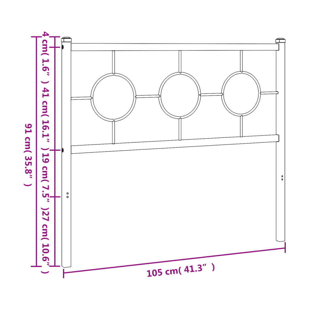 vidaXL Cabeceira de cama 100 cm metal preto