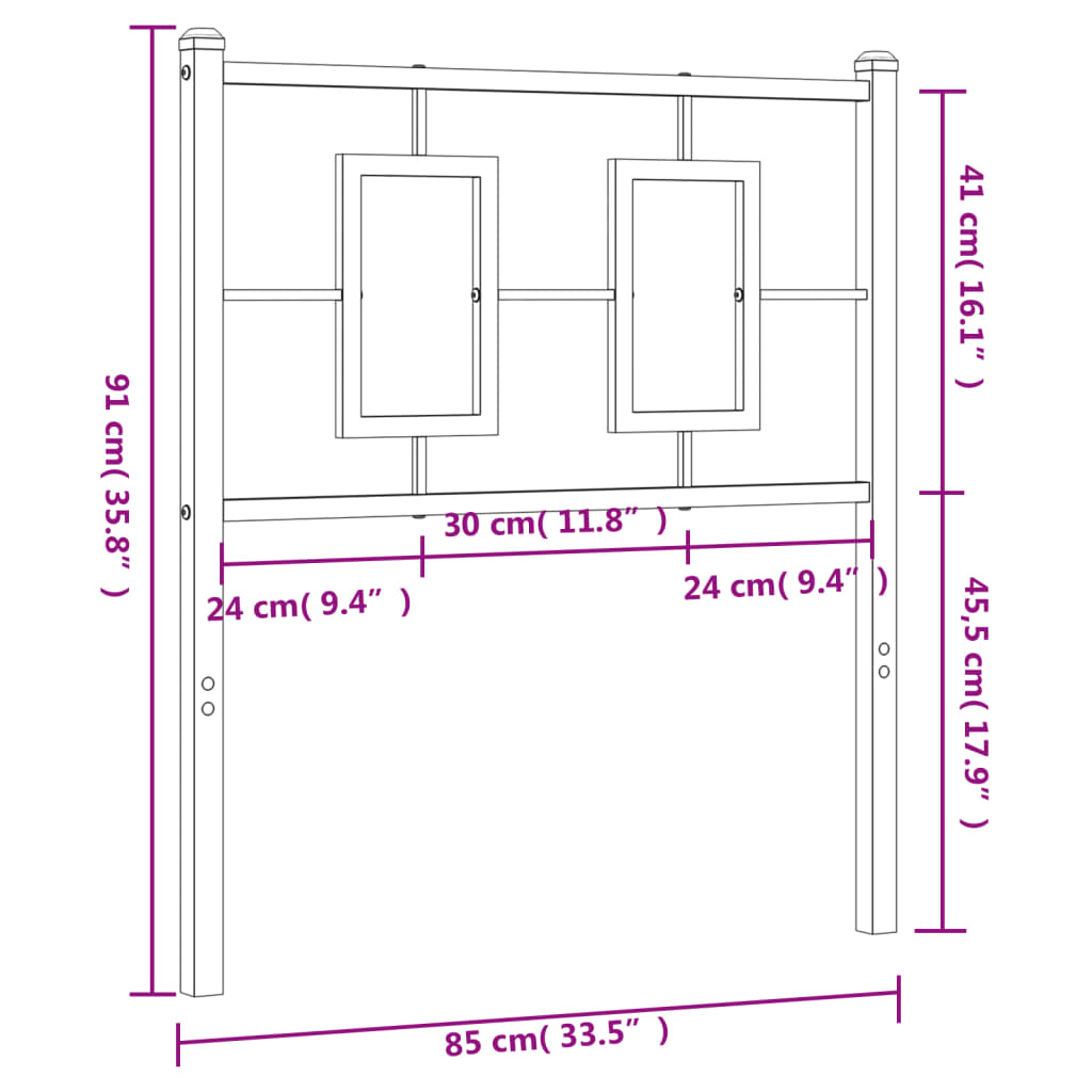 vidaXL Cabeceira de cama 80 cm metal branco