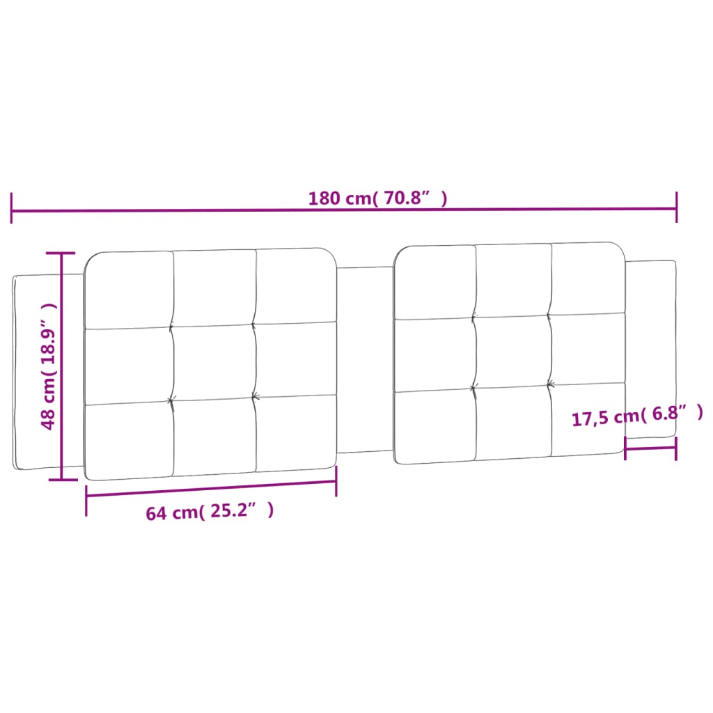 vidaXL Almofadão de cabeceira 180 cm couro artificial preto e branco