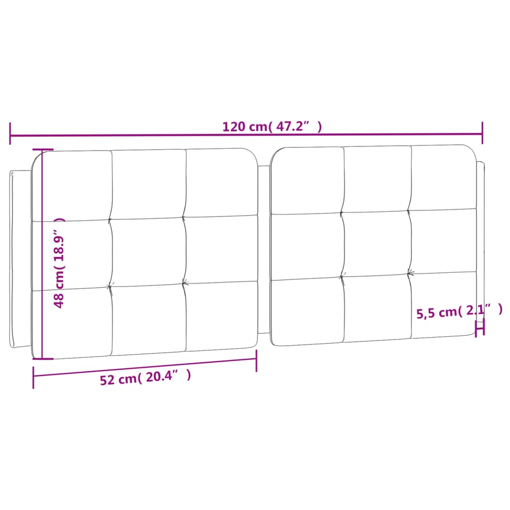 vidaXL Almofadão de cabeceira 120 cm couro artificial cinzento