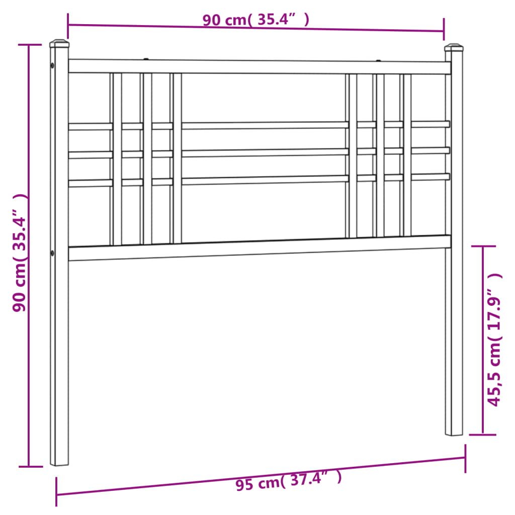 vidaXL Cabeceira de cama 90 cm metal preto