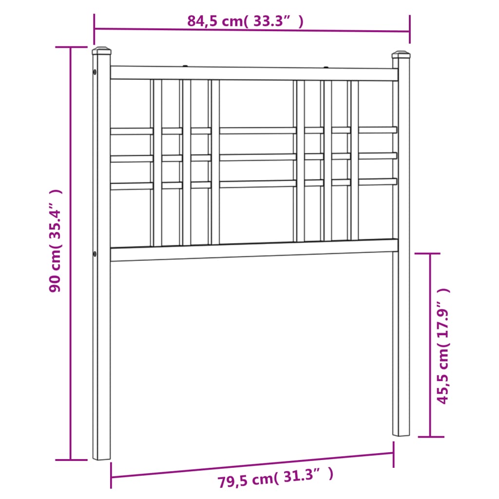 vidaXL Cabeceira de cama 80 cm metal branco