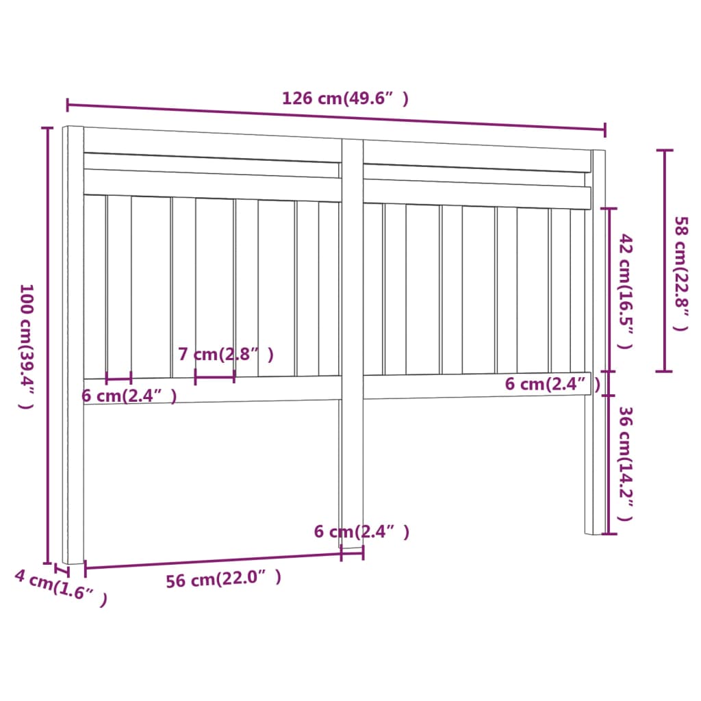 vidaXL Cabeceira de cama 126x4x100 cm pinho maciço castanho mel